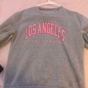 Gray Sweatshirt with Pink Los Angeles Print